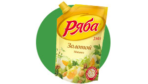 Майонез "Ряба "Золотой" в устойчивом пакете обновленного дизайна