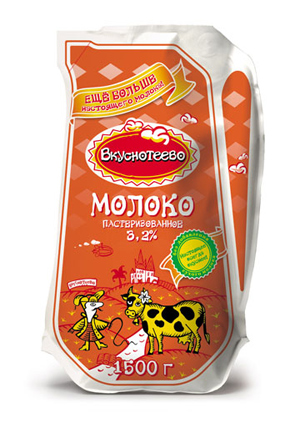 Молоко "Вкуснотеево" в пакете LeanPack объемом 1500 граммов