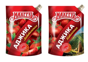 "Аджика Любительская" и "Аджика Кавказская" в упаковке дой-пак